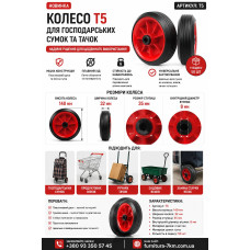 Колеса для візків пластик-гума Т5 50кг (ящ 50)