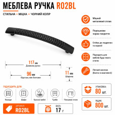 Ручка меблева з точкою чорна 96 розмір RO2BL (ящ 800 уп 80)