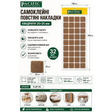 повсть, підп'ятник, фетрова само клейка квадратна YL 25+25 (ящик 500 уп 20