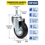 Колесо на різьбі чорне поворотне DR-100 (ящик 30) 70 кг