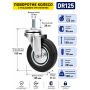Колесо на різьбі чорне поворотне DR-125 (ящик 25) 100 кг