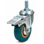 Колесо поворотное с тормозом на резьбе М10 75 мм 55 кг синее FRB10-75 (ящ 100)